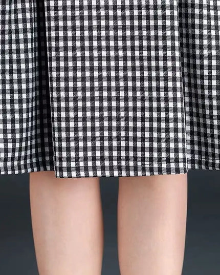 Women's Vintage Plaid Skirt with Elastic Waist - Classic & Stylish Women's Skirt