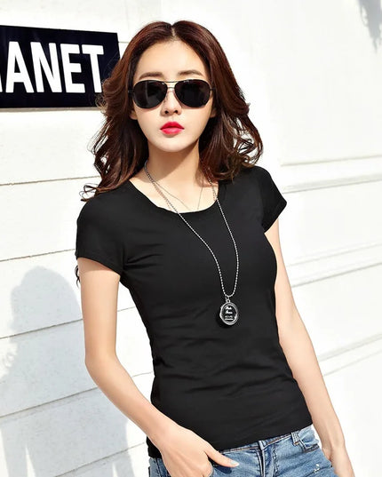 Women's Slim Fit Round and V Neck T-Shirt