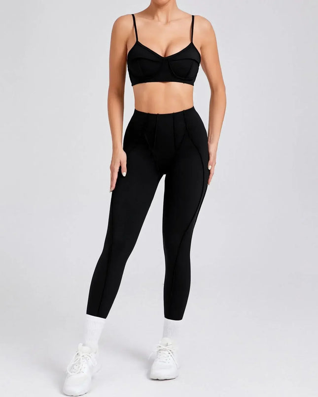 Women's Seamless 2-Piece Yoga Set - High-Waist Leggings and Bra for Fitness & Activewear