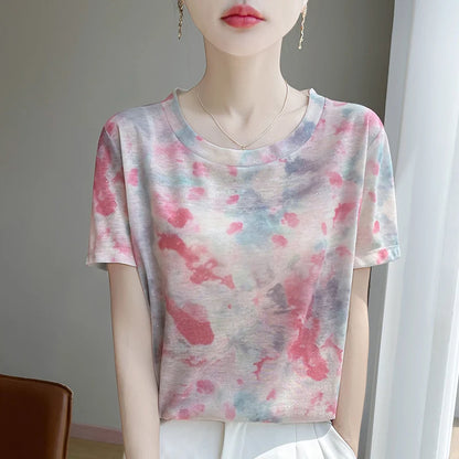 Elegant Women's Satin Silk V-Neck Short Sleeve Blouse