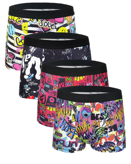 4-Piece Men’s Graffiti-Print Boxer Brief Set