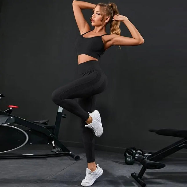 Women's Seamless Bra and Leggings Set – 2-Piece Fitness & Lounge Activewear for Women