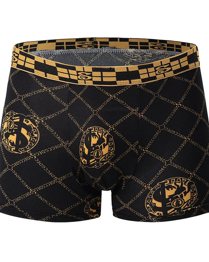Men's Black Gold Printed Boxer Underwear - Comfortable & Versatile (5-Pack or 10-Pack)