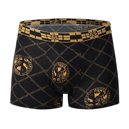 Men's Black Gold Printed Boxer Underwear - Comfortable & Versatile (5-Pack or 10-Pack)