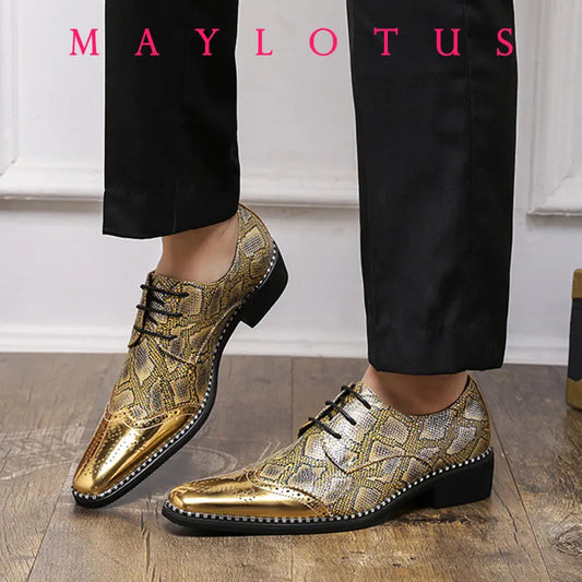 Maylotus Men's Faux Snakeskin Leather Dress Shoes