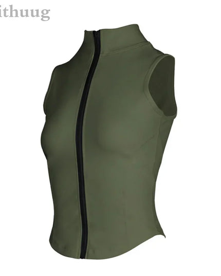 Women's Sleeveless Zip-Up Athletic Sweat Vest Jacket - Various Colors