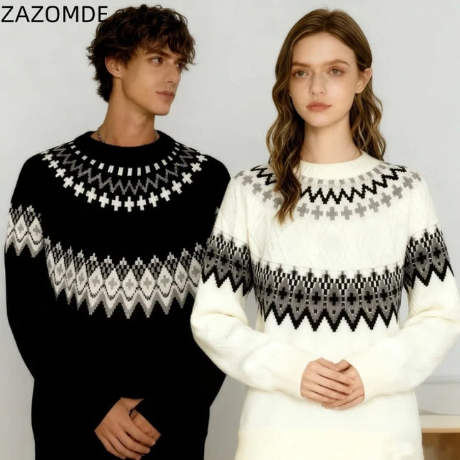 ZAZOMDE Striped Knit Pullover Sweater for Women and Men