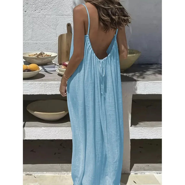 Women's Strapless Backless Long Loose Fit Maxi Dress
