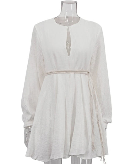 Women’s V-Neck Mini Dress with Flare Sleeves and Short Length