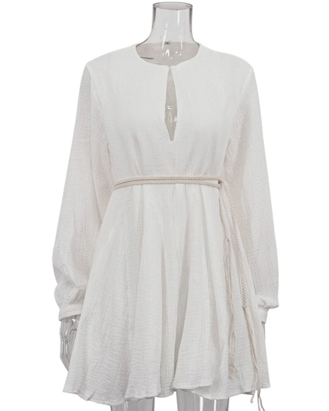 Women’s V-Neck Mini Dress with Flare Sleeves and Short Length