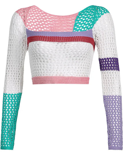 Women's Knitted Long Sleeve Crop Top