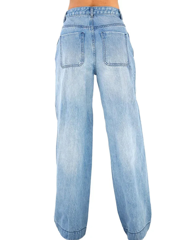 Women's High-Waisted Wide Leg Denim Jeans - Relaxed Fit