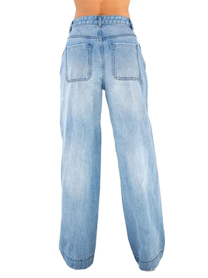 Women's High-Waisted Wide Leg Denim Jeans - Relaxed Fit