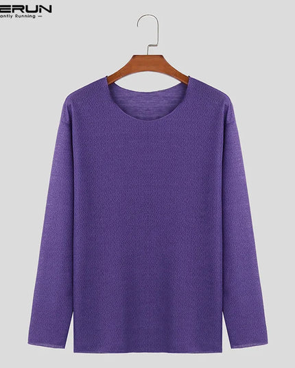 Men's Casual O-Neck Long Sleeve Breathable Sweater