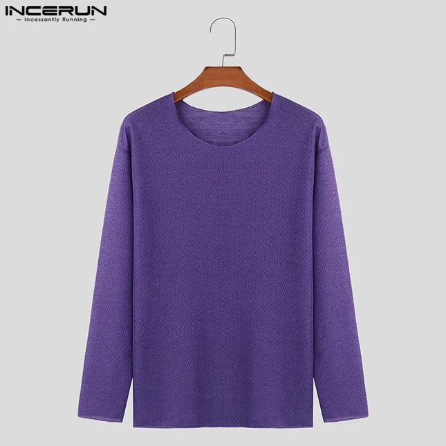 Men's Casual O-Neck Long Sleeve Breathable Sweater