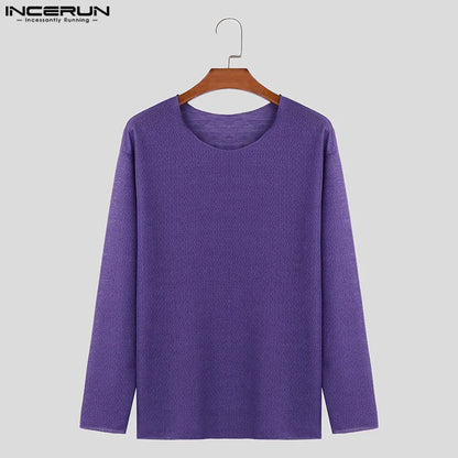 Men's Casual O-Neck Long Sleeve Breathable Sweater