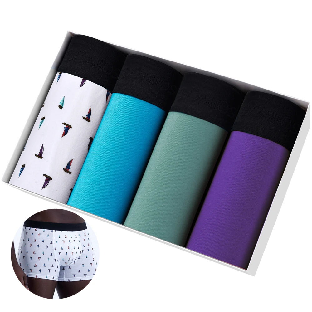 Men's Cotton Boxer Shorts - 4-Pack Comfortable Underwear for All-Day Wear