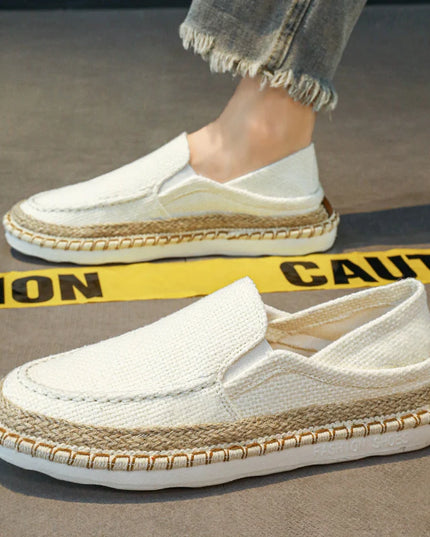 Comfortable Men's Slip-On Flats - Breathable Canvas Linen Loafers