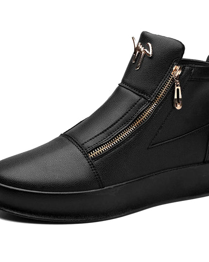 Men's Zippered High-Top Faux Leather Sneakers