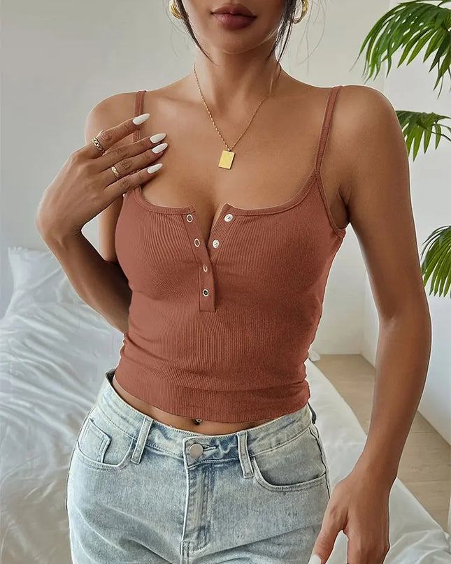 Women's Cropped Button Vest - Slim Fit