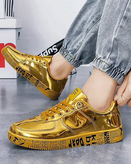 Premium Glossy Lace-Up Sneakers for Men