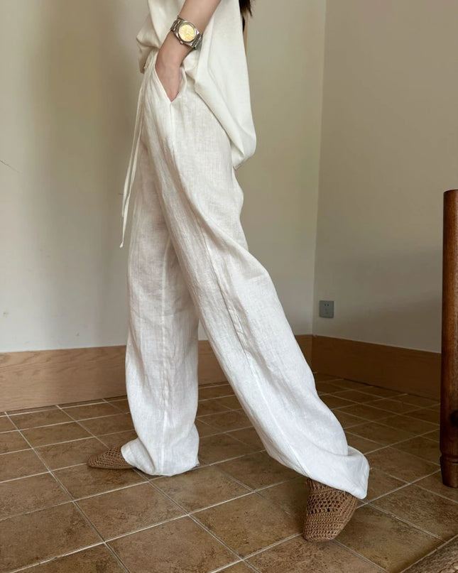 Women's Casual Wide-Leg High-Waisted Pants - Comfortable Thin Fit for Women