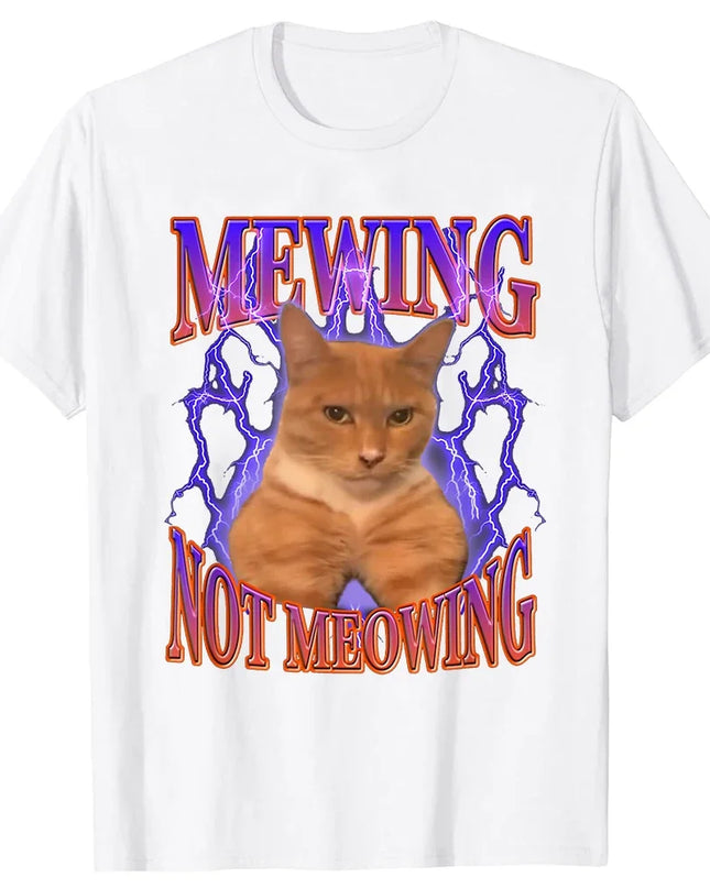 mewing cat t-shirt in white front side