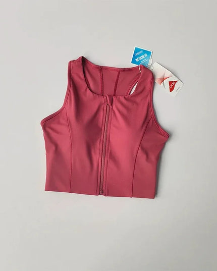 Women's Vest with Front Zipper and Built-In Fixed Cups