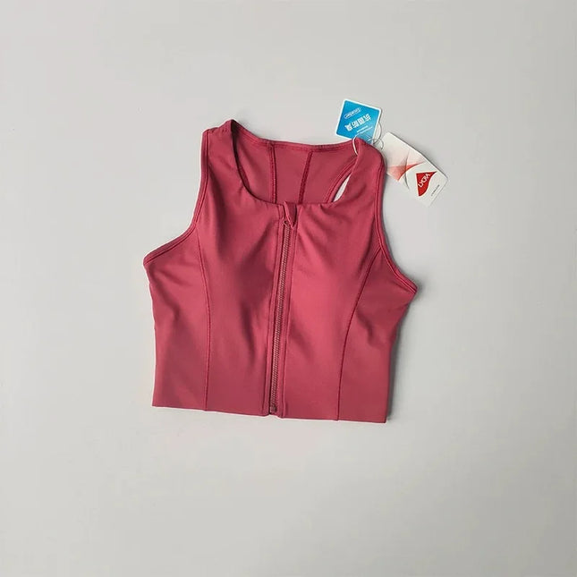 Women's Vest with Front Zipper and Built-In Fixed Cups