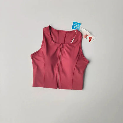 Women's Vest with Front Zipper and Built-In Fixed Cups