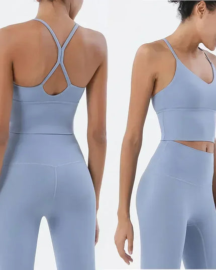 Women’s Gym Two-Piece Sports Bra and Leggings Set - Athletic Activewear Workout Outfit for Women