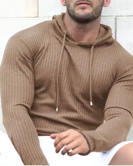 Men's Slim Fit Hooded Knit Sweater - Various Colors