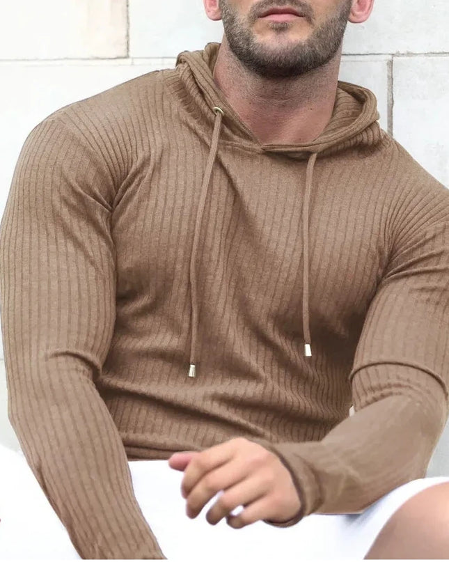 Men's Slim Fit Hooded Knit Sweater - Various Colors