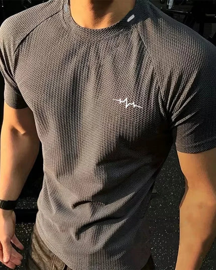 Men's Honeycomb Pattern Quick-Dry Breathable Elastic T-Shirt