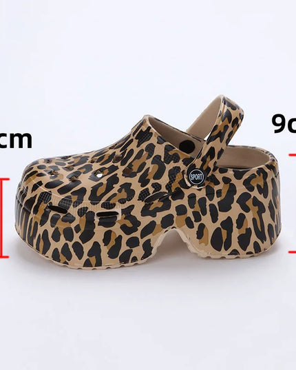 Leopard Print Chunky Platform  for Women – Closed Toe Sandals with Thick Sole