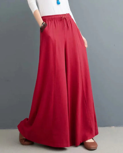 Women’s Cotton Bohemian Loose Wide-Leg Trousers