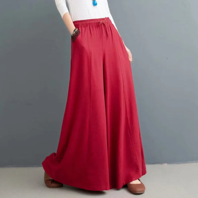 Women’s Cotton Bohemian Loose Wide-Leg Trousers