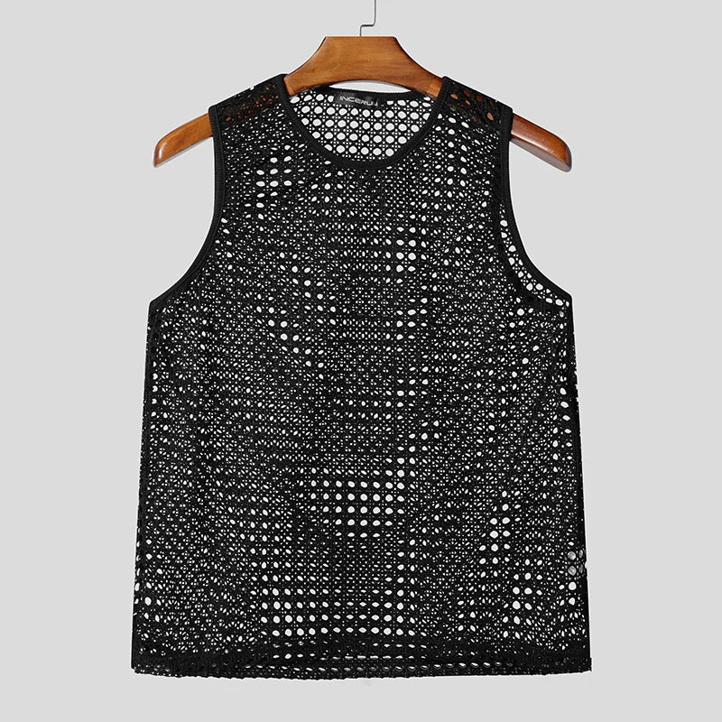 Incerun Men's Mesh Transparent Tank Top Vest