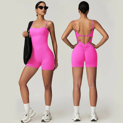 Women's Backless One-Piece Bodysuit - Fitness Seamless Jumpsuit for Activewear & Workout