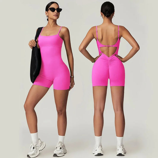 Women's Backless One-Piece Bodysuit - Fitness Seamless Jumpsuit for Activewear & Workout