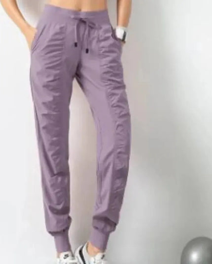 Women's Drawstring Joggers - Quick Dry Athletic Pants with Side Pockets
