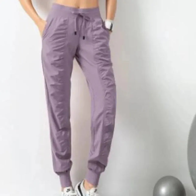 Women's Drawstring Joggers - Quick Dry Athletic Pants with Side Pockets