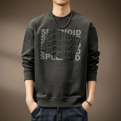 Men's "Splendid" Print Long Sleeve Sweatert – Loose Fit, Round Neck