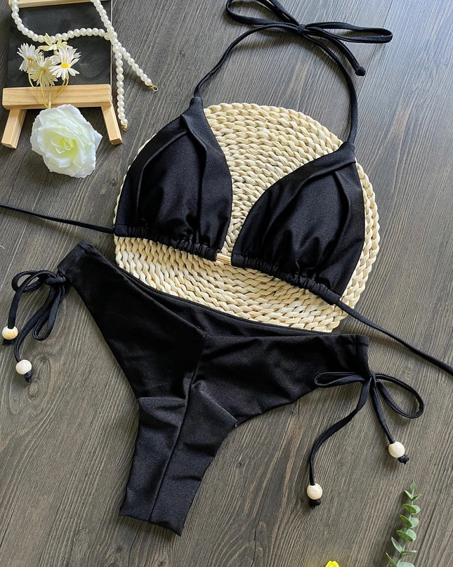 Braided Rope Bandage Bikini Set for Women - Two-Piece Triangle Swimwear