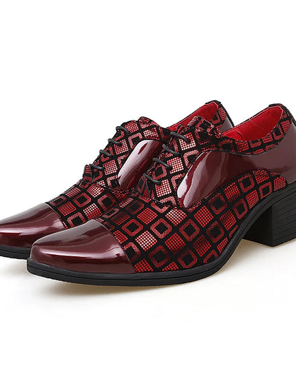 Luxury Men's High Heel Faux Leather Elevator Shoes