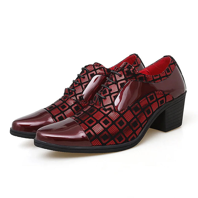 Luxury Men's High Heel Faux Leather Elevator Shoes