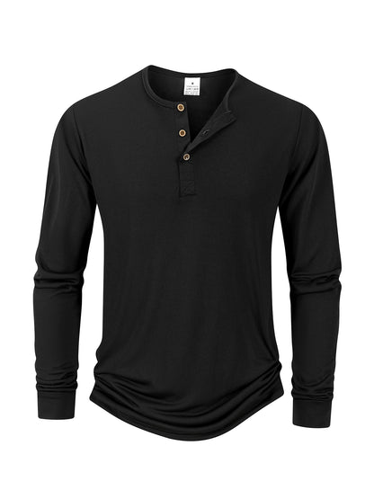 Men's Breathable Long Sleeve Button Henley Sweater