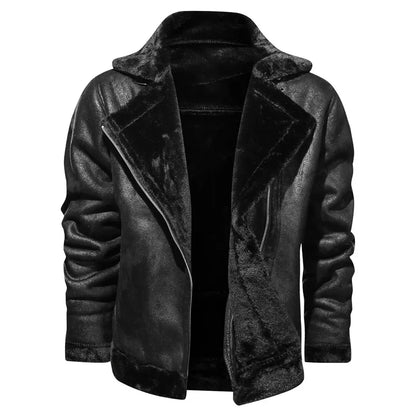 Men's Retro Thick Faux Fur Leather Jacket