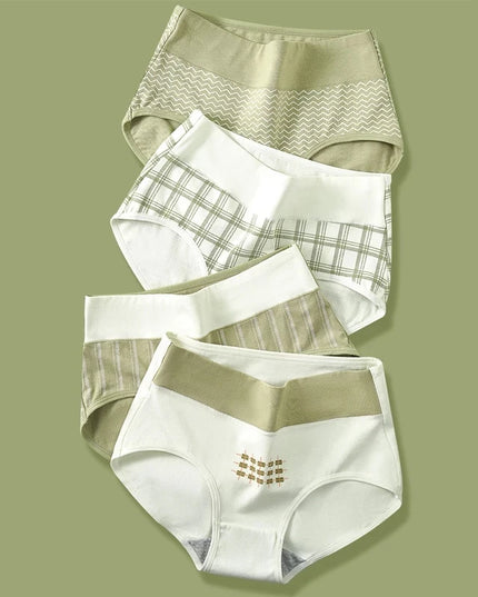 Set of 4 High-Waist Cotton Women's Underwear Briefs