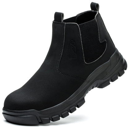 Waterproof Safety Work Shoes for Men - Steel Toe Leather Work Boots with Slip-Resistant Sole